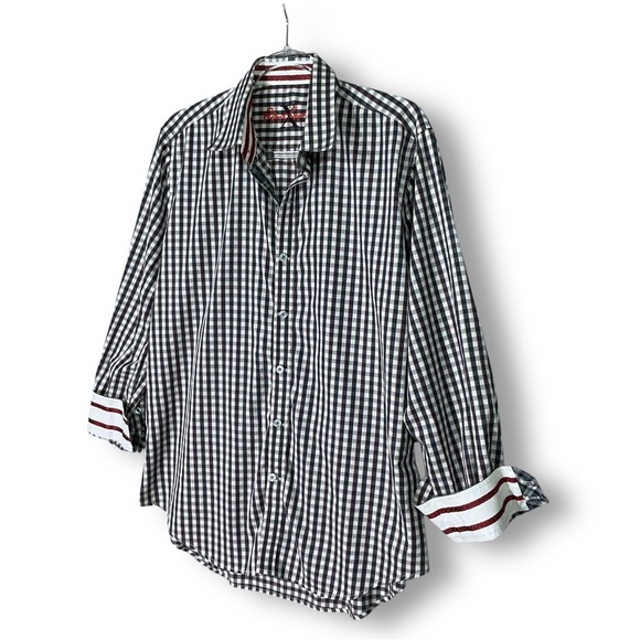 Robert Graham X Plaid Check Shirt Sz L Blue Mens Business Casual - Picture 5 of 11
